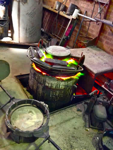 St Patrick sculpture - molten bronze preparation